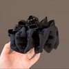 Women's Feather Black Ribbon Large Hair Claw Clip 11cm Satin Grey 10ea