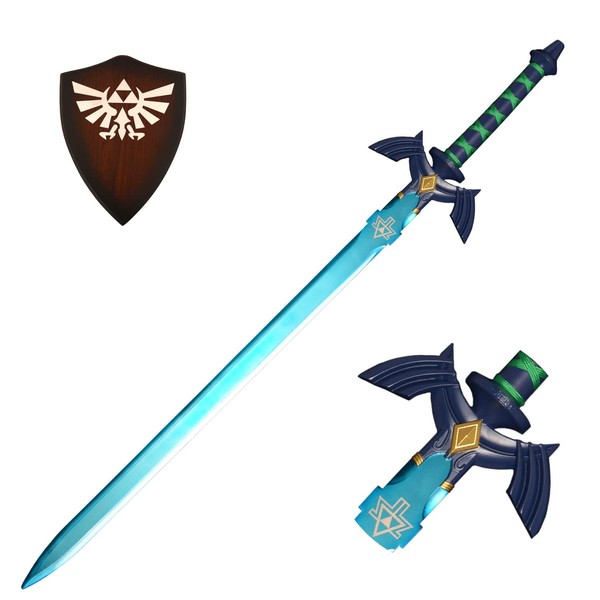 lkjad Link's Master Sword Samurai Sword Real Collection Decoration Skyward Sword Japanese Anime Game Cosplay Sword Zelda Full Tang Blue Metal Sheathless