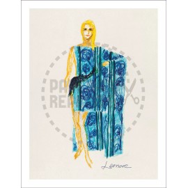STAR TREK ORIGINAL SERIES COSTUME SKETCH BY WILLIAM THEISS - VINTAGE REPRINT