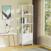 Furnulem 4-Tier Corner Shelf, Bookshelf with 2 Storage Drawers, 57.28”Tall