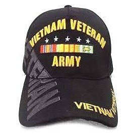 U.S. Army Vietnam Veteran Baseball Cap Black Adjustable NAM Vet Hat
