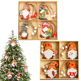 Pack of 24 Wooden Christmas Decorations for Trees with Rope, Santa Claus Decorations, Christmas Tree Decorations, Christmas Tree Decorations, Wooden Christmas Pendants Decorations