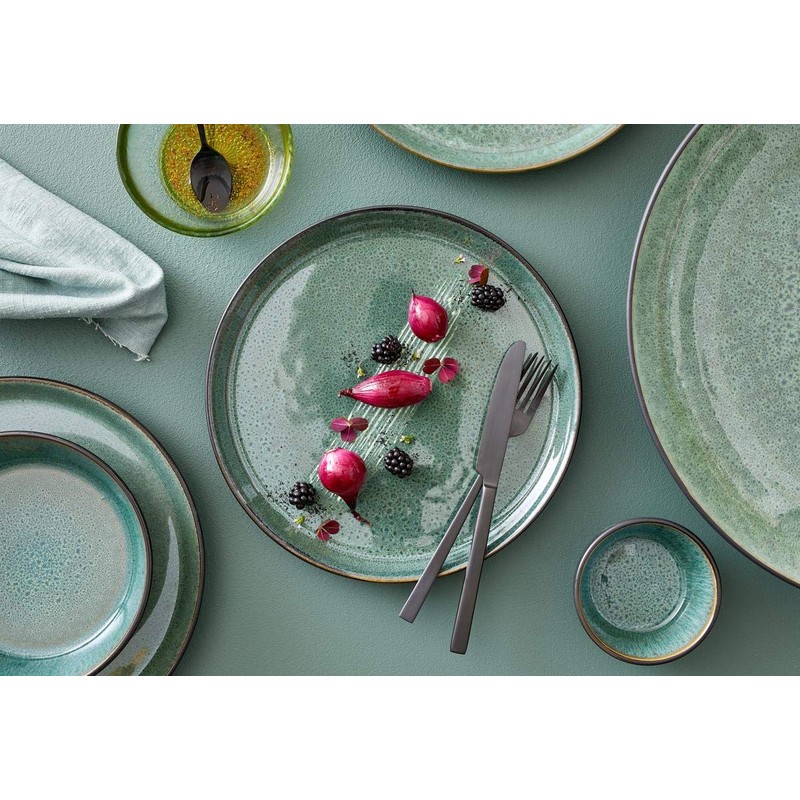 BITZ 821406 Plate Dinner Plate, Round, Ceramic, Black, Lilac, 21