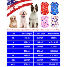 PET SHOW - Paquete de 4 ropa para perro del 4 de julio para perros medianos y grandes, camisas patrióticas a rayas, chaleco de bandera americana, camisetas para el día de la independencia, día festivo