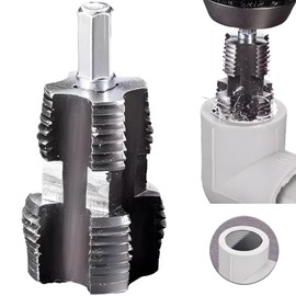 Electric Drill Compatible PVC Pipe Threader Kit with Various Die Sizes, PVC Thread Maker Tool for Electric Drill, 1/2" 3/4" Tool, Plastic Pipe Threader Kit, Rethreading Tool for Water Pipes (Internal)