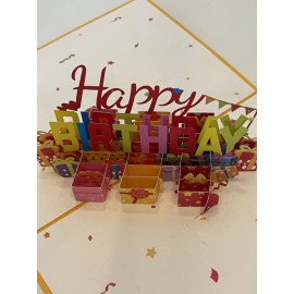 Handmade Happy Birthday 3D Pop Up Card Greeting Presents Special Day Mom Dad Girl Boy USA