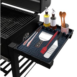 Silicone Griddle Tools Mat for Blackstone, BBQ Grill Tool Rest, Heat Resistant Spatula Mat, Blackstone Griddle Accessories, Silicone Outdoor Grill Pad for Kitchen, Countertop & Cooking (Black)