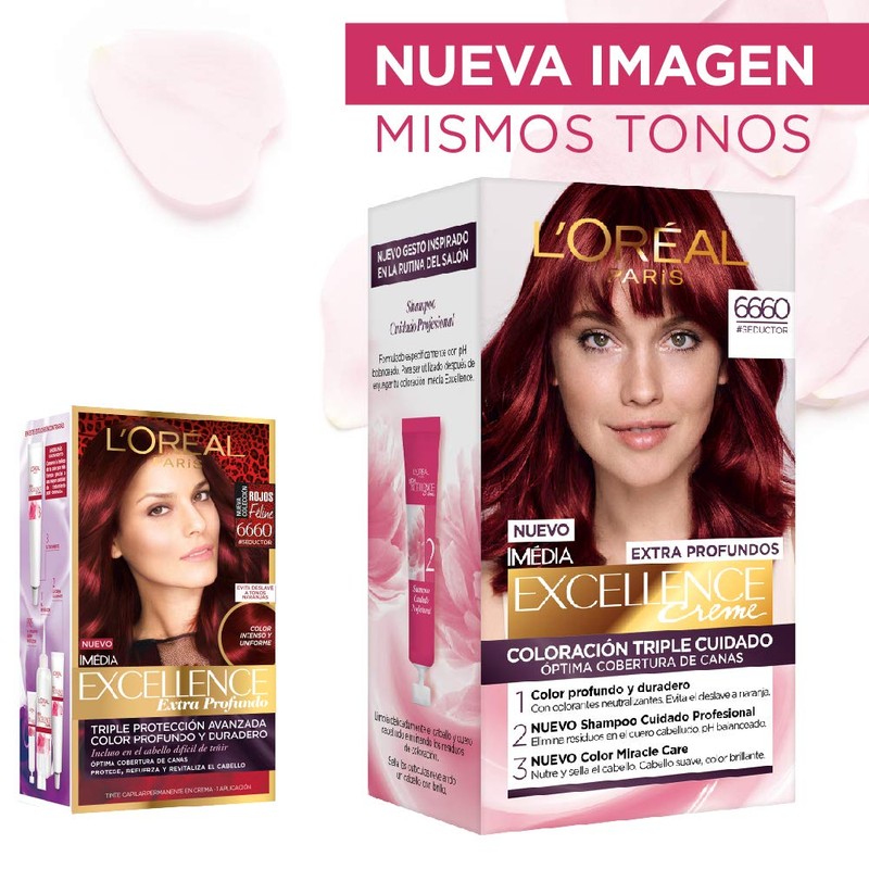 Tinte para cabello Excellence L'Oréal Paris 6660 Rubio Oscuro Rojizo