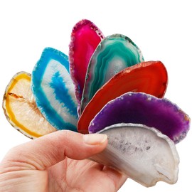 mookaitedecor Polished Agate Light Table Slices,Geode Agate Slab Cards Pack of 12
