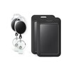 Uniclife 2 Pack Sliding Badge Holder Hard Black Vertical Plastic