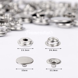 Framendino, 200 Pack Stainless Steel Snap Fastener Kit, 15mm Heavy Duty Snap Button Press Stud Cap for Marine Boat Canvas Bag Leather DIY Craft