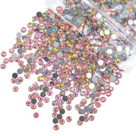 qiipii 5300PCS 3mm Pink AB Resin Rhinestones for Crafting Flatback Dark Pink Rhinestones Bulk SS10 Non-Hotfix Stones Diamonds Crystals Gems Charms for Nails Face Eyes Makeup Tumblers DIY Crafts Shoes