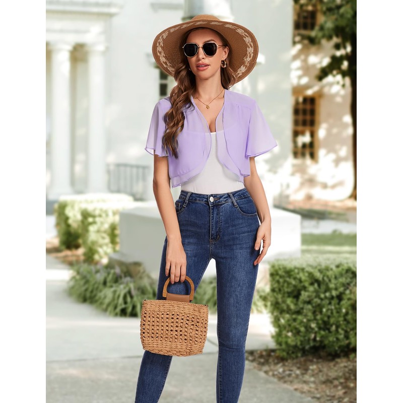 Bbonlinedress Bolero Women's Festive Chiffon Cardigan Elegant Short Sleeve Casual