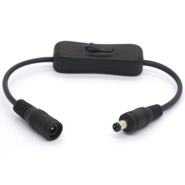 GLHONG DC Power Extension Cord with Switch, DC Switch Inline On/Off Cable Male to Female Jack for CCTV Cameras LED Strip Tape Light and Other DC Power Connector