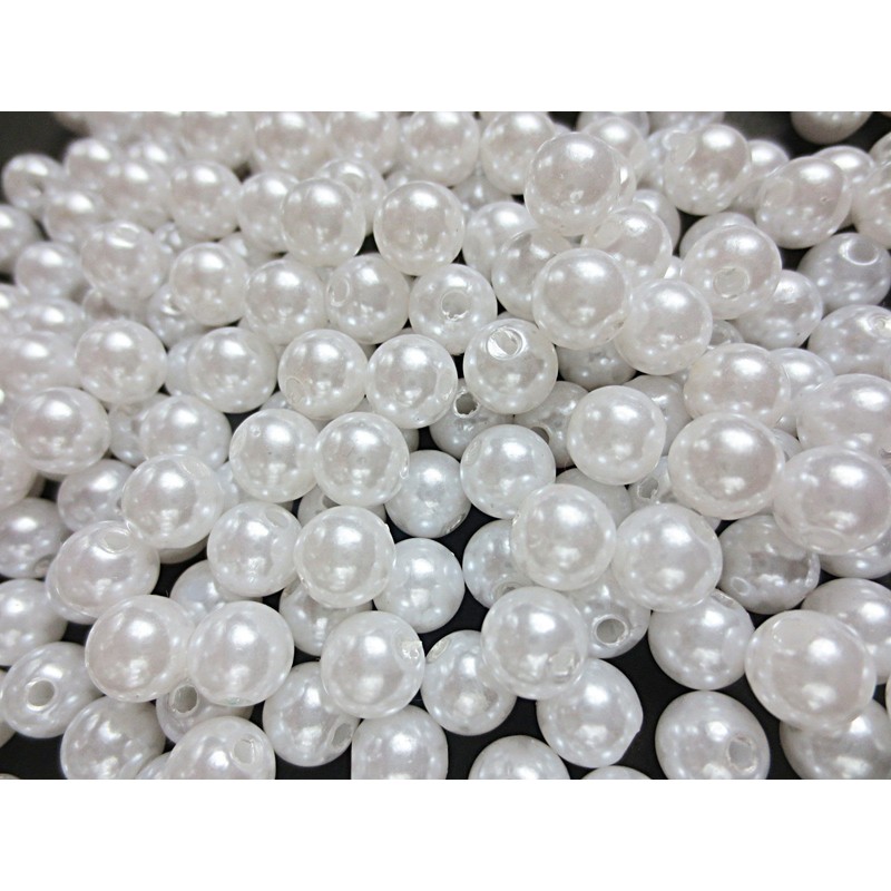 300 Pcs Acrylic Beads Pearl White 8mm Jewelry Making Huey
