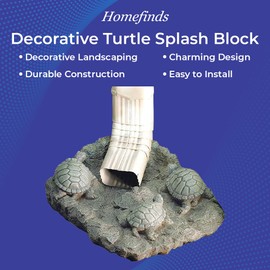 SAGEFINDS Turtle Gutter Downspout Splash Block, Decorative Outdoor Drain Extension, Rain Gutter Guard, Spout Diverter for Lawn, Patio & Yard, Animal Garden Statue