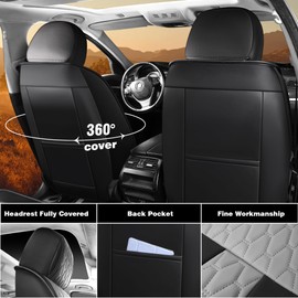 yotruth Car Seat Covers Front Seats, Waterproof and Breathable Nappa Leather Seat Covers for Cars, Universal Car Seat Covers Fit for Most SUV Truck Sedan