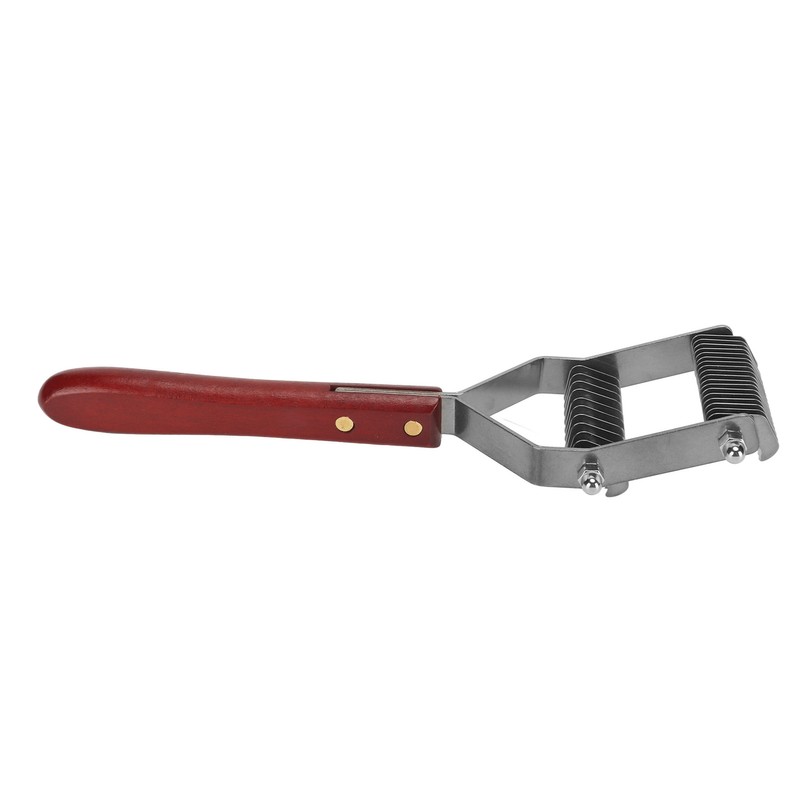Pet Dematting Comb 2 Rows Stainless Steel Blades Wooden Handle