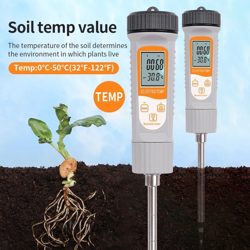 Byttlerom 4 in 1 Soil Tester with Bluetooth EC/TDS/Temperature Meter