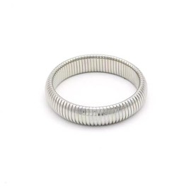 Fuqimanman2020 Chunky Snake Chain Bangle Bracelet Stretch Stackable Wide Wristband Stainless Steel Gold Silver Filled Elastic for Women Punk Party Jewerly-Silver 2.4 inches