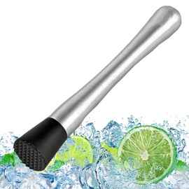 25 cm Cocktail Muddler, Cocktail Accessories, Ice Crusher, Stainless Steel Pestle for Cocktail, Lime Press, Muddler Bar, and Kitchen Accessories (Thickset Waist)