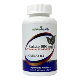 Calcio 600 Mg Y Vitamina D3 400 Ui (60 Caps) Naturalhealth Sabor CALNAT D3