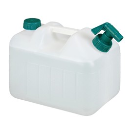 Relaxdays Water Canister with Tap, 10 Litres, Plastic, BPA-Free, Screw Lid, Handle, Camping Canister, White/Green