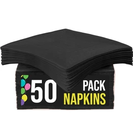 Exquisito paquete de 50 servilletas de papel para almuerzo. Las servilletas de fiesta de 2 capas son altamente absorbentes de colores vibrantes, servilletas negras