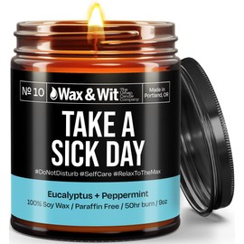 Wax & Wit Funny Soy Candle Gift for Women - Humorous, Aromatherapy Soy Wax Candle, Ideal for Housewarming, Coworker, Birthday – Eucalyptus Peppermint - 9oz