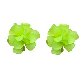 Chanaiqw Boho Flower Floral Petal Cluster Statement Stud Earrings for Women Sister Mom Lover and Friends (Neon Green)