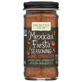 Frontier Co-op Mexican Fiesta Seasoning, 2.12-Ounce Jar, Chilis, Tomato & Cumin, Hint Of Lemon & Cilantro, Salt Free, Kosher, Non ETO
