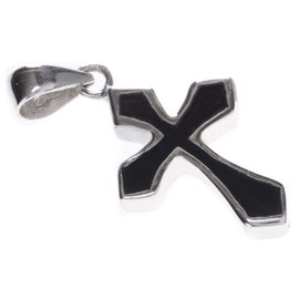 WINDALF Nova Jewellery Pendant 3.5 cm Cross Gothic Onyx 925 Sterling Silver, Fabric, Onyx