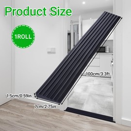 Rubber Door Threshold Ramp for Doorways Self-Adhesive Rubber Ramps for Door Wheelchair Threshold Ramps for Home, Doorways, Curbs and Garage, Cuttable (0.6" Height x 3” Wide x 3.3' Long, Black)
