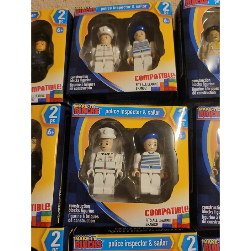 Greenbrier International (24) Make-It Blocks Figurines, Construction blocks figurines New