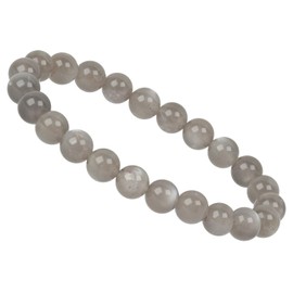 Eledoro PowerBead, Women’s Stretch Bead Bracelet, Made of 8 mm Gemstone Beads, 17 - 18 cm, gemstone, gray