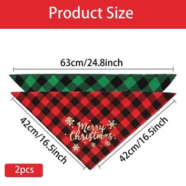 JOKILY 2 Pieces Christmas Pet Bandanas, Neckerchief Dog Scarf, Scarf for Christmas Pet Costume, Triangle Pet Bib for Pet Christmas Costume Decoration Accessories (2B)