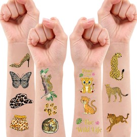 Cheetah Tattoos Temporary Stickers 20 Sheets Leopard Print Jungle Theme Tattoo Stickers Birthday Party Favors Decorations Supplies for Kids Boys Girls Classroom Prizes Rewards Gifts Bags Fillers