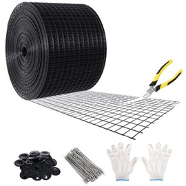 6in X 100ft Solar Panel Bird Guard 1/2 Inch Wire Roll PVC Mesh, Solar Panel Critter Guard Roll Kit for Bird,Squirrel,Critters Proofing with 70pcs Stainless Steel Fasteners, Gloves, Pliers