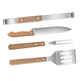 Mikinona 1Set Tools Set with Handles Grilling Tongs Fork Spatula and Clip Lightweight and Portable Barbecue Accessories for Picnics and Camping