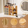 Makeup Organizer Countertop With Brush Holder For Vanity, Large Bamboo