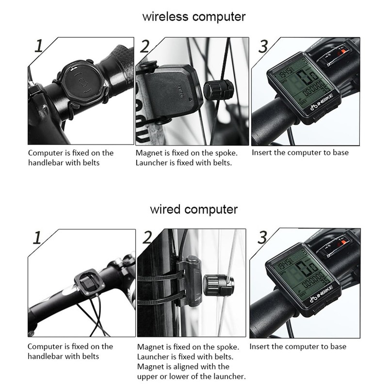 Hsthe Sea Wireless Waterproof Bike Computer with LCD Display -