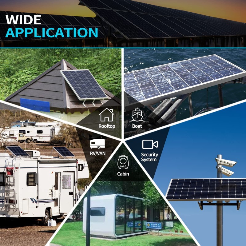 ACOPOWER 50W Mono Solar Panel,Waterproof Built-in Blocking Diode Small Solar