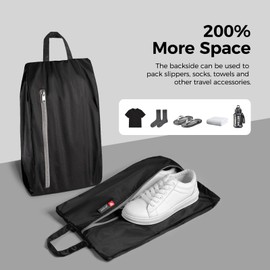 pack all Foldable Plus-Sized Shoe Bag for Travel, Water-Resistant Ultralight Shoe Pouch for Gym, Odor-Resistant Soccer Cleats Bag for Sport (Dual Pocket Version)