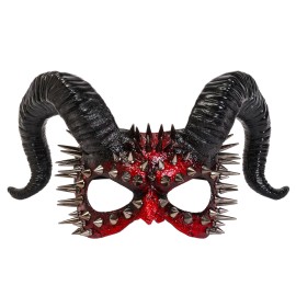 GIFTSHOP101 Bloody Red Demon Spikes Devil with Back Twisted Horns Masquerade Eye Mask