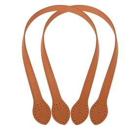 ZZHBOO 2 Pieces Leather Bag Straps Handbag Handles Replacement Bag Handles Leather Made of Thick PU Leather Durable Light Brown for DIY Handbag, brown