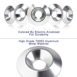 Shopauto Anodized Aluminum Hardware Kit Compatible with Widebody and Fender Flare Installation, 48-Piece M6 Silver Cone Washer Kit