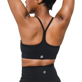 COOLMATE Sports Bra Tops for Women, Y-back Seamless Racerback Padded Low Impact Yoga Bra, Pilates Workout, Supportive, Light Support, Moisture-Wicking, Cute Butter Soft Gift for Fitness Lovers (Black)