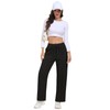 Feiersi Women Wide Leg Casual Pants Elevated Seams Trousers Drawstring