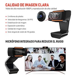 1080P HD Cámara Web, MTQ Webcam PC con Microfono,Cámara de Computadora USB con Micrófono Dual Integrado para PC Mac Portátil de Computadora,Cámara par