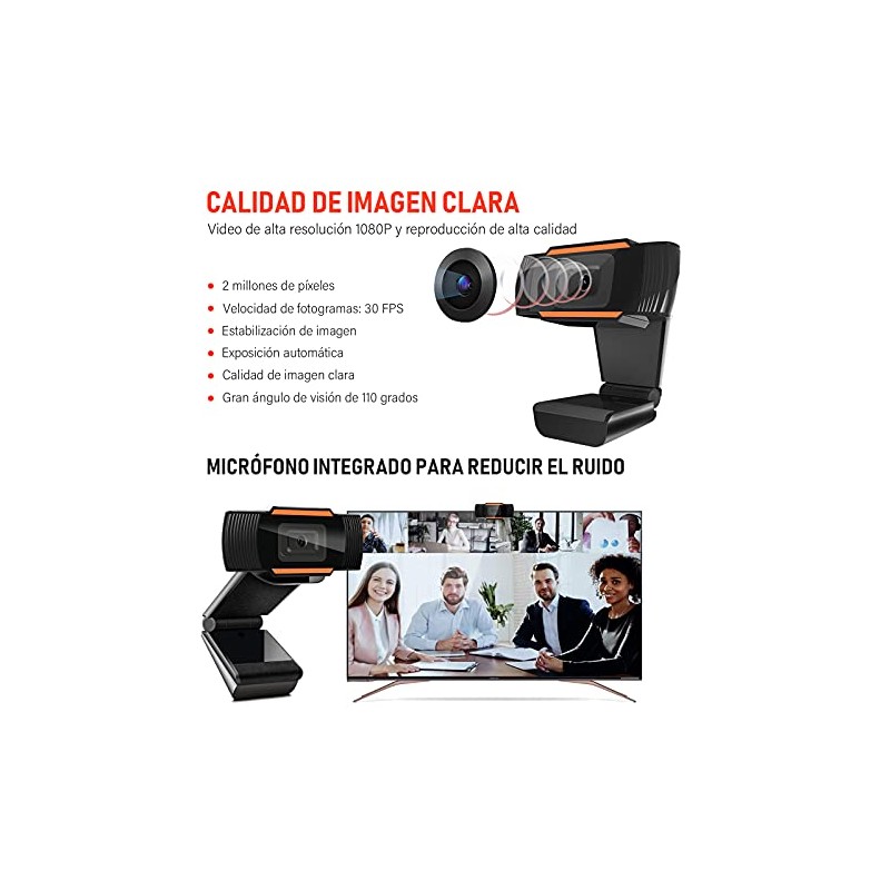 1080P HD Cámara Web, MTQ Webcam PC con Microfono,Cámara de